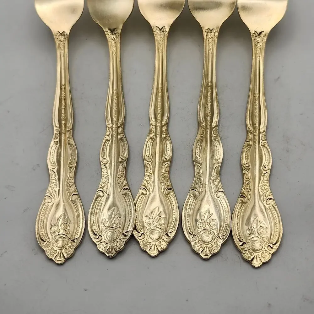 International Silver San Marcos Gold Electroplate Lot 5 Dinner Forks 7 5/8 In